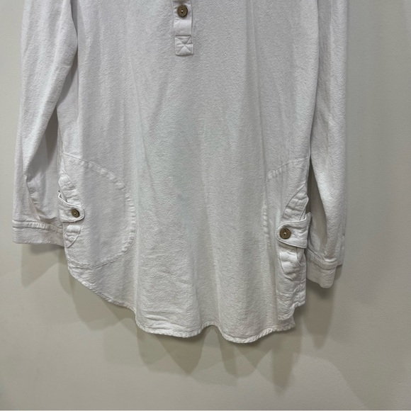 Soft Surroundings Henley Popover Tunic Top White Pockets Womens M - Picture 3 of 6